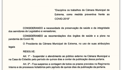 Câmara e Casa do Cidadão suspendem temporariamente os serviços presenciais